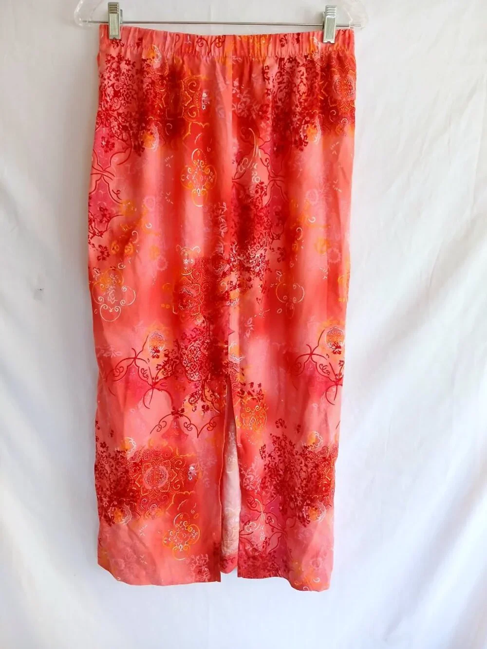 Vintage Lee City Elements Coral Floral Midi Skirt M Boho Cottagecore USA Made